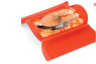 Lékué Estuche de vapor, Sin bandeja, silicona platino Rojo, 1-2 personas, 650 ml por 13,96€