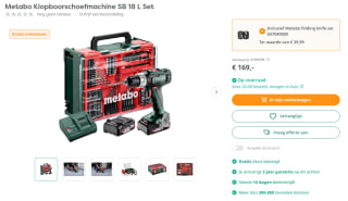 Metabo Klopboorschoefmachine SB 18 L Set + gratis Metabo folding knife set 657049000 voor €169 bij Art & Craft