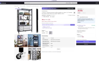 Estantería Almacenaje metálica Plegable con Ruedas 5 Estantes por solo 39,99€ (Nuevos usuarios por 23,99€)