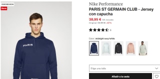 Sudadera Nike PARIS ST GERMAIN CLUB por 27.15€