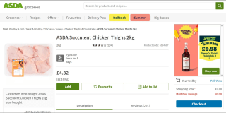 ASDA Succulent Chicken Thighs 2kg – £4.32