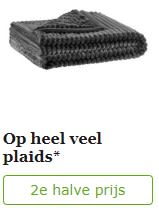 2e halve prijs op heel veel plaids bij Leen Bakker