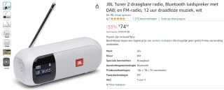 JBL Tuner 2 Draagbare DAB+/FM Radio met Bluetooth