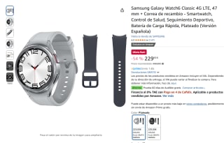 Samsung Galaxy Watch6 Classic 4G LTE, 47 mm + Correa de recambio por 229€