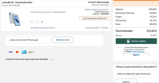 Motorola G84 5G de 12GB/256GB por 211,65€