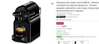 Cafetera Nespresso De'Longhi Inissia EN80.B + 7 capsulas + 20€ regalo en café por 69€