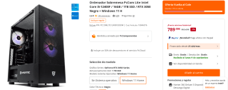 Ordenador Sobremesa PcCom Lite Intel Core i5-12400F / 16GB / 1TB SSD / RTX 3050 Negro + Windows 11 H por 789€
