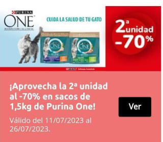2ª al -70% Alimento seco para gatos PURINA One 1,5 kg.