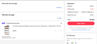 Estantería Metálica Almacenaje de Acero Galvanizado + 5 Baldas MDF, 180 x 90 x 40cm, Modular, Baldas Ajustables, por 19,95€