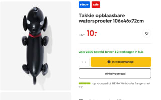Opblaasbare sproeier Takkie voor €10 bij de Hema