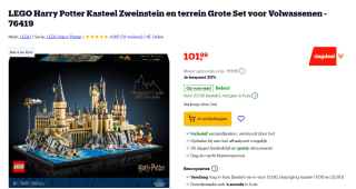 LEGO Harry Potter Kasteel Zweinstein en terrein 76419 voor €101,99 bij Bol.
