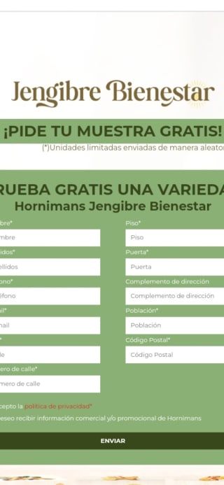 Muestra gratis jengibre bienestar de Hornimans