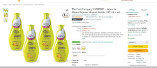 Pack de 4 botes de jabón de manos en espuma The Fruit Company aroma a melón (250ml/bote; a 1,69€/bote)