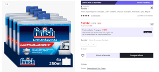 Pack 4 Finish Limpiamáquinas Lavavajillas por 8.31€