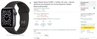 Apple Watch Series 6 44mm Reacondicionado por $2,711 en Amazon