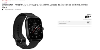 Reloj Amazfit GTS 4, AMOLED 1.75", 20 mm, Carcasa de Aleación de aluminio por 151.24€