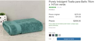 Toalla para baño Purely por $209 en Costco