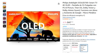 TV OLED 55" - Philips 55OLED769, OLED 4K, P5, Smart TV, Ambilight por 847,11€