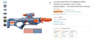 Lanzador Nerf Elite 2.0 Eaglepoint RD-8 por 12,48€