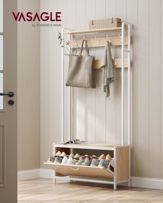 VASAGLE kapstok met schoenenkast voor €74,24 bij Amazon