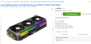 VGA Zotac Gaming GeForce RTX 5080 AMP Extreme Infinity Videokaart voor €1.478,08 bij Max ICT