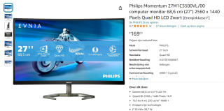 Philips Momentum 27M1C5500VL/00 27" monitor voor €169 bij Amazon