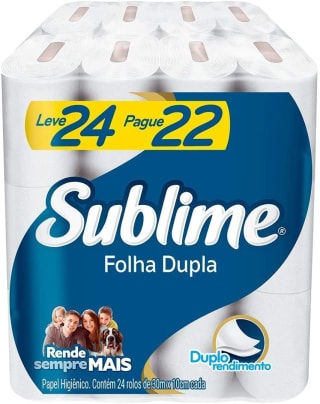 Papel Higiênico da marca Sublime de Folha Dupla com 24 rolos - R$ 26,37