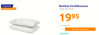 Bamboe hoofdkussens 2 stuks voor €19,95 bij de Action