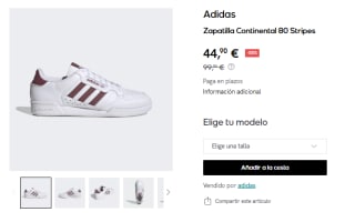 Zapatilla Adidas Continental 80 Stripes por 44,90€