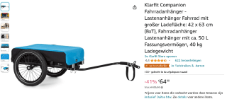 Klarfit fietskar voor €58,49 bij Amazon