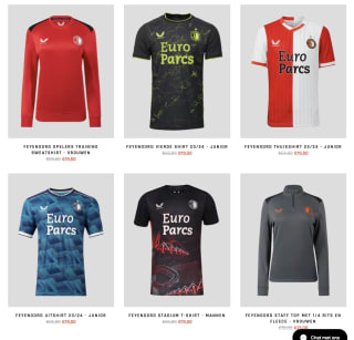Castore wedstrijdshirts [ Feyenoord, Utrecht, Twente ] vanaf 19,50 euro