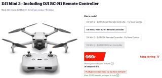 DJI Mini 3 - Including DJI RC-N1 Remote Controller voor €469 bij Bol.com