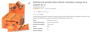 12 Barras de proteína Bulk Macro Munch, chocolate y naranja, 62 grs por 11.17€
