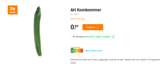 1+1 gratis op komkommers bij de AH
