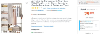 Penderie avec 4 Boites en Tissu à 29,99€