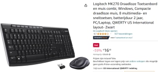 Logitech MK270 toetsenbord en muis voor €16,40 bij Amazon.nl