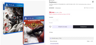 Pack 2 juegos PS4 Ghost Of Tsushima + God Of War 3 Hits por 26,99€ (cuenta nueva por 13,99€)