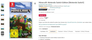 Minecraft Nintendo Switch edition voor €20,33 bij Amazon Duitsland