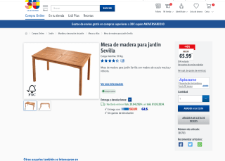 Mesa de madera para jardín Sevilla por solo 65,99€