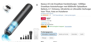 Baseus Draadloze Autostofzuiger A3 Lite voor €39,99 via Amazon