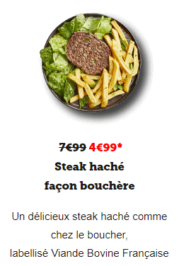 Steak Haché façon bouchère + légumes à volonté à 4,99€