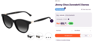 Jimmy Choo dames zonnebrillen - 4 modellen / kleuren voor €69,95 p.s. bij iBood