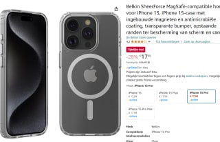 BelkinSheer-ce Magnetic Protective Case, iPhone 15 Pro voor €17,99 bij Amazon