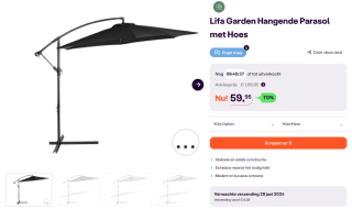 Lifa Garden zweefparasol met hoes voor €59,96 bij iBOOD