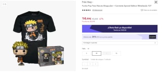 Funko Pop Tees Naruto Shippuden + Camiseta por 9.99€