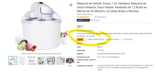 Máquina de Helado Suave, 1.5L incluye bolas y recetas por 21,59€