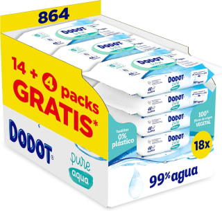 Dodot 864 Toallitas Pure Aqua para Bebé 18 Paquetes por 22,04€