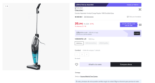 Marca Cecotec Aspirador Vertical Conga Popstar 1000 DuoStick Easy por 14,27€