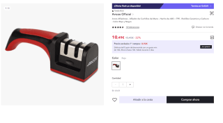 Afilador de Cuchillos de Mano Arcos - Hecho de ABS + TPE - Rodillos Cerámico y Carburo por 5.24€