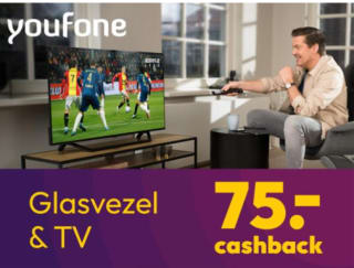 Youfone € 75 cashback op Glasvezel & TV abonnement voor 4.000 ING rentepunten
